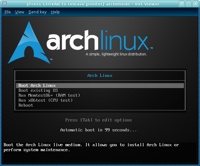 Booting ArchLinux