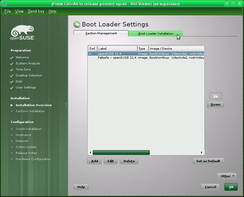 Boot Loader Settings